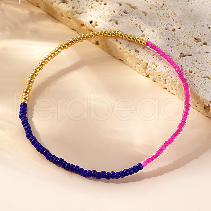 Colorful Glass Seed Round Beaded Stretch Bracelets for Women JM5364-2-1