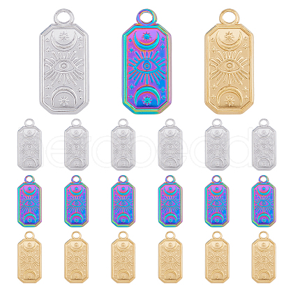 DICOSMETIC 18Pcs 3 Colors 304 Stainless Steel Pendants STAS-DC0014-27-1