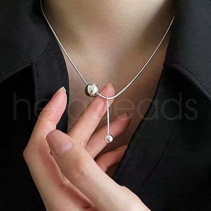 Ball Stainless Steel Pendant Necklaces BA8340-2-1