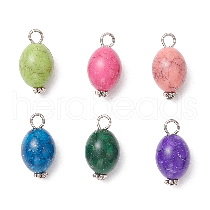 Crackle Opaque Acrylic Pendants PALLOY-JF03931-01-1