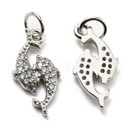 Rack Plating Brass Micro Pave Cubic Zirconia Pendants KK-F856-06P-1
