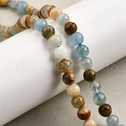 Natural Blue Calcite Beads Strands G-H312-C02-6mm-1