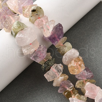Natural Amethyst & Rose Quartz & Quartz Crystal & Citrine Beads Strands G-I283-F22-1