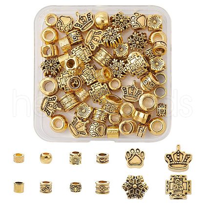 60Pcs 12 Style Tibetan Style Alloy European Beads FIND-FS0001-80-1