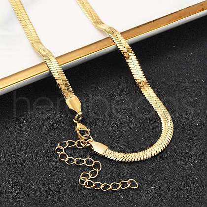 Ion Plating(IP) 201 Stainless Steel Herringbone Chain Necklaces NJEW-M187-06G-1