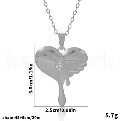 Stainless Steel Bleeding Heart Pendant Necklaces for Women MY3477-1-1
