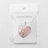 Heart Natural Rose Quartz Pendants X-GP356-1-1