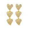 Brass Micro Pave Clear Cubic Zirconia Stud Earrings EJEW-H158-10G-4