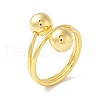 Rack Plating Brass Double Ball Finger Ring RJEW-B037-01G-3