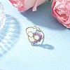 Natural Carnelian & Moss Agate & Amethyst & Apatite Cuff Rings RJEW-TA00206-4