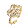 Brass Micro Pave Cubic Zirconia Cuff Rings for Women RJEW-F182-05G-4