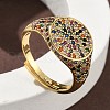 Brass Micro Pave Cubic Zirconia Cuff Rings for Women RJEW-A069-13G-01-1