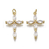 Brass Micro  Pave Clear Cubic Zirconia Pendants X-KK-R133-008G-NF-1