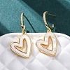 Heart Brass Micro Pave Clear Cubic Zirconia Dangle Stud Earrings KK-D363-12C-G-5