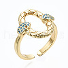 Brass Micro Pave Cubic Zirconia Cuff Rings RJEW-S045-070-NR-5
