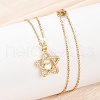 Star Brass Micro Pave Cubic Zirconia Pendant Neckalces NJEW-C076-20G-3