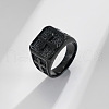 Square with Cross Pattern 304 Stainless Steel Finger Rings for Men FS-WGAC6B1-10-1