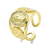 Brass with Cubic Zirconia Open Cuff Ring RJEW-B051-50G-1