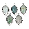 Natural Green Fluorite Faceted Leaf Pendants G-I375-04P-01-1