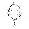 Oval with Flat Round Alloy with Imitation Leather Cord Pendant Necklaces FS-WGE6D6A-01-3