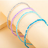 4Pcs 4 Colors Luminous Rondelle Plastic Seed Beaded Stretch Anklets Sets WG02137-01-2