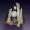 Horse Eye & Flat Round & Triangle Alloy with Crystal Rhinestone Finger Rings FS-WG6BE3E-01-1