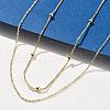 Brass Double Layer Necklaces NJEW-D302-52G-1