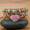 Bohemia Style Heart Natural Rhodochrosite & Shoushan Beads Multi-strand Bracelets FS-WGBC1C4-01-3