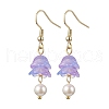 Flower Transparent Spray Painted Glass Dangle Earrings EJEW-JE05742-4