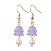 Flower Transparent Spray Painted Glass Dangle Earrings EJEW-JE05742-4