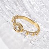 Round Brass Micro Pave Cubic Zirconia Cuff Finger Rings RJEW-C120-02G-3