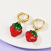 Strawberry Brass Enamel Hoop Earrings EJEW-F895-21A-G-3
