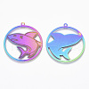 Ion Plating(IP) 304 Stainless Steel Filigree Pendants STAS-T057-29-2
