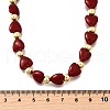 Brass & ABS Imitation Pearl Heart and Round Beaded Necklaces for Women NJEW-D314-11C-G-5