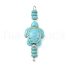 Dyed Synthetic Turquoise Turtle Rondelle Beaded Connector Charms PALLOY-JF04013-02-3