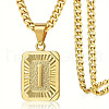Rectangle with Letter Pattern 304 Stainless Steel Pendant Necklaces FS-WGFC766-16-1