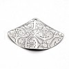 Tarnish Resistant Carved 304 Stainless Steel Fan Pendants X-STAS-N073-10-1