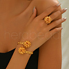 Elegant Brass Flower Cuff Ring & Bangle Set for Women YN2787-3