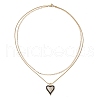 Double Layer Brass Micro Pave Clear Cubic Zirconia Heart Pendant Necklaces for Women NJEW-JN04979-4