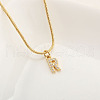 Brass Micro Pave Clear Cubic Zirconia Pendant Initial Necklaces FS-WGC46E8-18-1