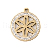 Preserved Fresh Flower 304 Stainless Steel Rhinestone Pendants STAS-S139-01G-05-1