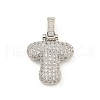 Brass Micro Pave Clear Cubic Zirconia Pendants KK-B099-01P-T-1