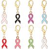  Alloy Enamel Awareness Ribbon Pendant Decorations AJEW-NB0003-74-1