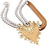 Heart Alloy Pendant Plastic Imitation Pearl Round Beaded Double Layer Necklaces for Women FS-WGB7F0A-01-5