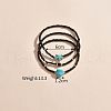 3Pcs Glass Seed Beaded & Starfish Synthetic Turquoise Stretch Anklets for Beach WGF8999-01-2