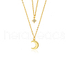 925 Silver Double Layer Star Moon Pendant Necklaces XF3339-1-1