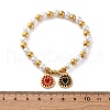 201 Stainless Steel Round Beaded Stretch Bracelets BJEW-C090-03G-G-5