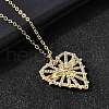 Brass Micro Pave Clear Cubic Zirconia Bird Heart Pendant Necklaces for Women NJEW-D311-01A-G-2
