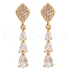 Teardrop Brass Micro Pave Clear Cubic Zirconia Stud Earrings EJEW-K300-41G-4