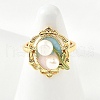 Brass Enamel Cuff Rings RJEW-K291-04G-03-2